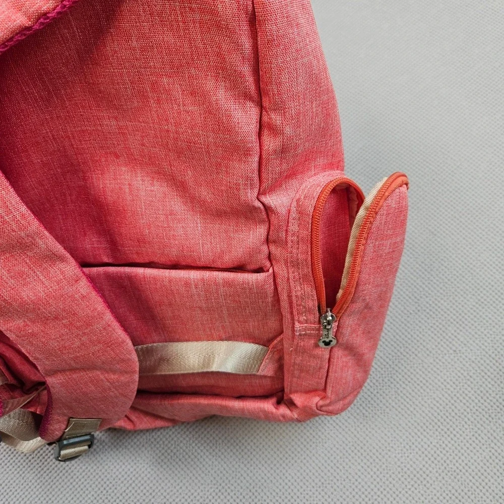 Disney Minnie Mouse Backpack Coral Pink Diaper Bag‎ Travel Organizer Insulated
